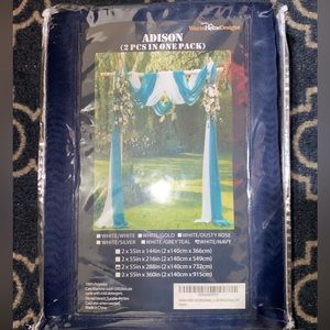 Navy & White Wedding Arbor Polyester Drapes. BNWT - Original pkging/NEVER USED.